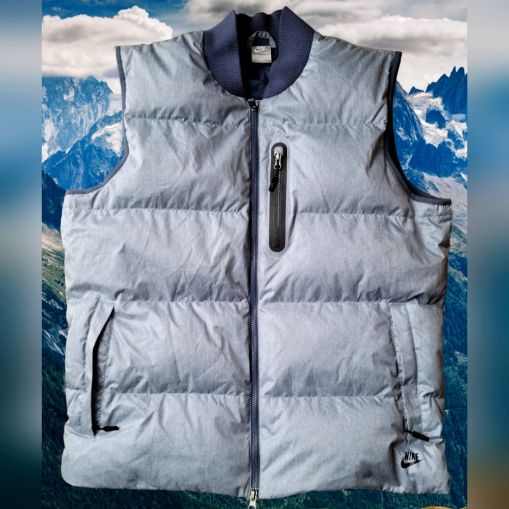 Vintage Nike Goose Down Puffer Vest Grey/Blue Men's XL